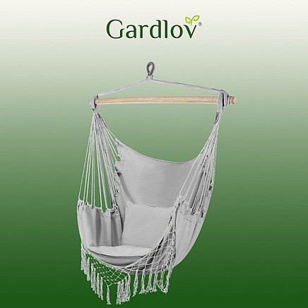 Brazīlijas šūpuļkrēsls ar apilveniem un stiprinājumiem, pelēks - 5900779951013 Brazīlijas šūpuļkrēsls ar apilveniem un stiprinājumiem, pelēks