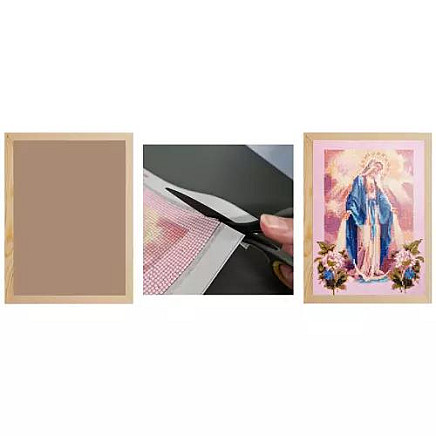 Durable Pine Wood Picture Frame 28x38cm - Unbreakable Plexiglass, Perfect for Diamond Paintings, DIY Decor-Ready, Vertical and Horizontal Display Option