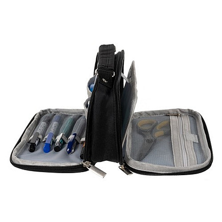 Double extendable pencil case - black Maaleo 24516