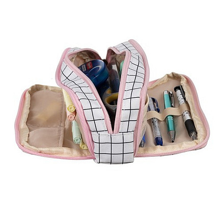 Triple foldable pencil case - checkered Maaleo24514