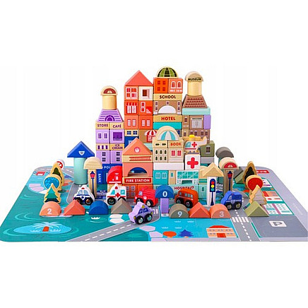 Wooden blocks 115 pcs - city 23519