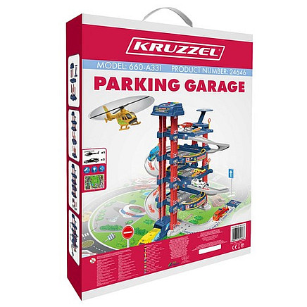 Kruzzel 4 līmeņu rotaļu autostāvvieta ar liftu un mašīnām 24646