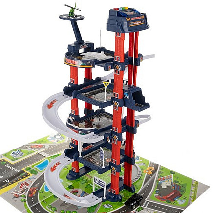 Kruzzel 4 līmeņu rotaļu autostāvvieta ar liftu un mašīnām 24646