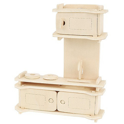 Koka leļļu mēbeļu komplekts 34 gab. saliekams konstruktors 23542