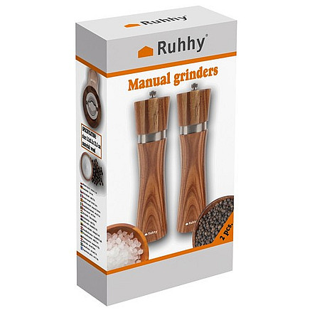 Koka sāls un piparu dzirnaviņas ar keramikas mehānismu (2 gab.)