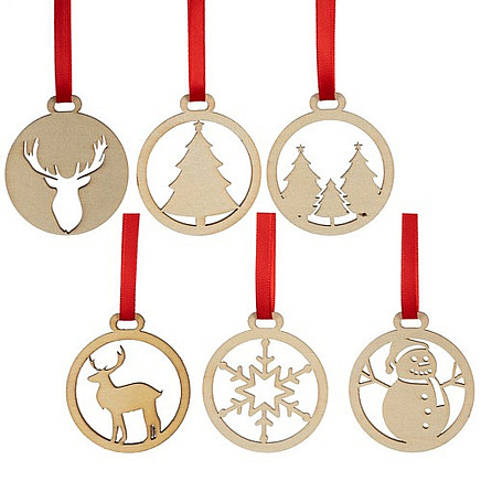 Koka eglīšu rotājumi, 36 gab. komplekts Ruhhy 24855