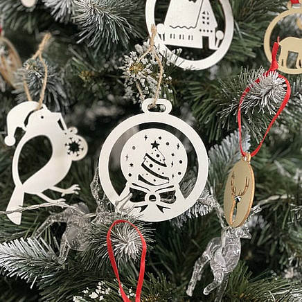 Neplīstoši koka Ziemassvētku rotājumi 20 gab., Ruhhy, balti