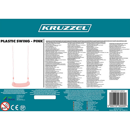 Kruzzel šūpoļu sēdeklis uz virvēm pulverveida rozā 43 x 175 cm