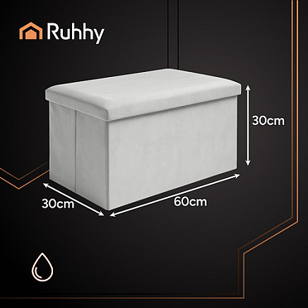 Gray velvet pouf 60x30x30 cm Ruhhy 25994