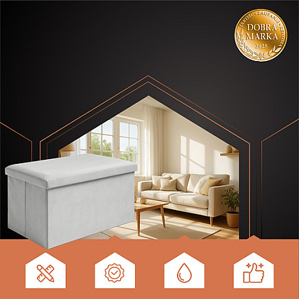 Gray velvet pouf 60x30x30 cm Ruhhy 25994