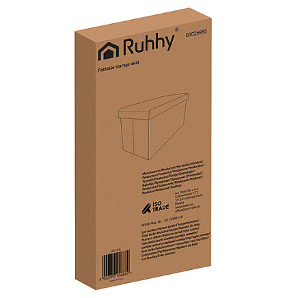 Black velvet pouf 60x30x30 cm Ruhhy 25995