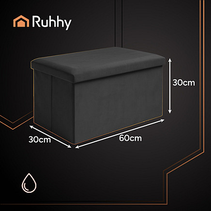 Black velvet pouf 60x30x30 cm Ruhhy 25995