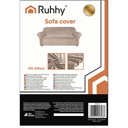 Ruhhy 26184 beige sofa cover 190-230cm