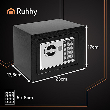 Elektroniskais seifs Ruhhy 26101 ar kodu, melns