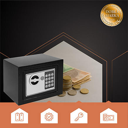 Elektroniskais seifs Ruhhy 26101 ar kodu, melns