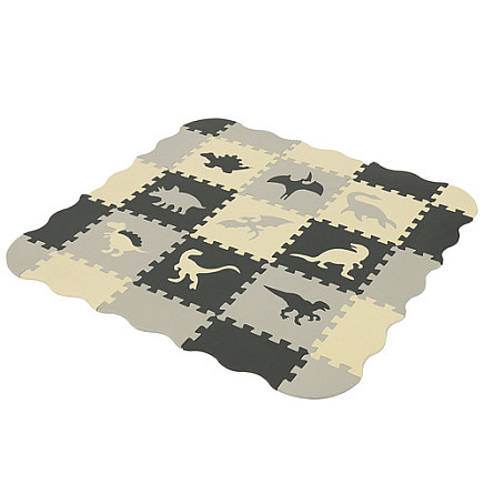 Mīksts putu puzles paklājs bērniem Kruzzel 25785, 35 el., pelēks ar dzeltenu