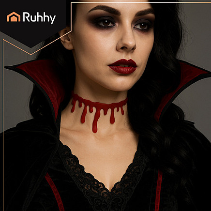 Asiņaina Helovīna kaklarota čokers Ruhhy 26143, sarkana