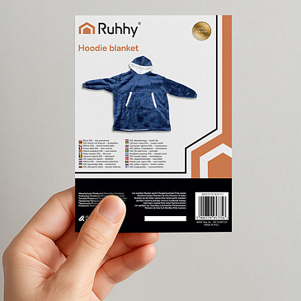 Ruhhy oversize džemperis-sega, silts hūdijs ar kabatu un kapuci 26147, tumši zils