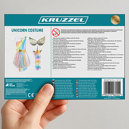 3-piece unicorn costume 130-140cm Kruzzel 26677 - 5900779960442 3-piece unicorn costume 130-140cm Kruzzel 26677