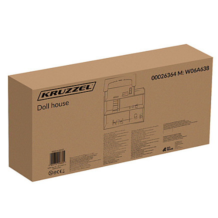 Koka leļļu māja ar mēbelēm un LED apgaismojumu Kruzzel 26364