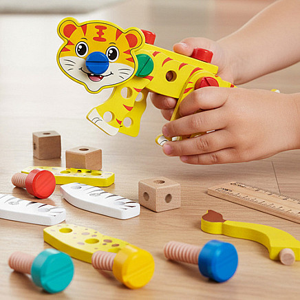 Koka konstruktors ar darbarīkiem kastē Kruzzel 26581