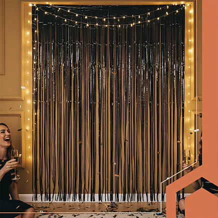 Dekoratīvais aizkars lietutiņš Ruhhy 26172, 2x1 m, melns