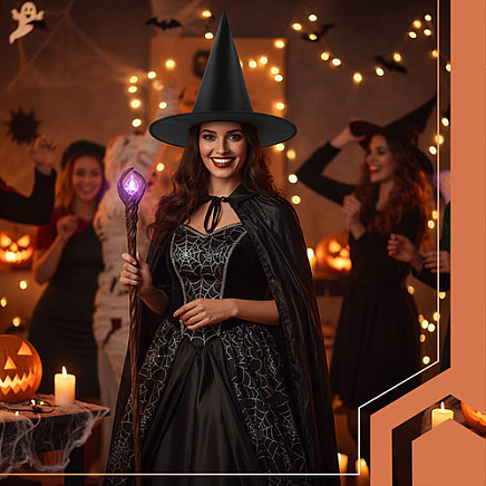 Klasiskā raganas cepure Ruhhy 26047 Helovīnam un karnevālam, melna