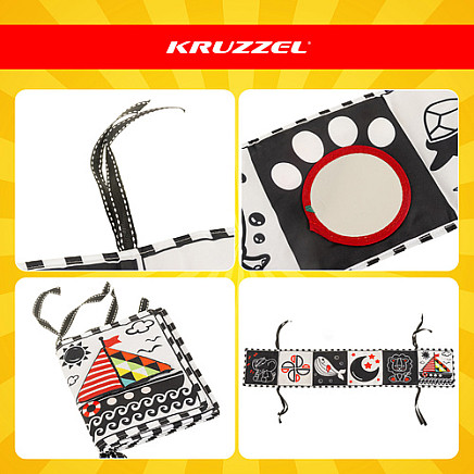 Mīksta sensorā grāmatiņa zīdaiņiem Kruzzel 26461, kontrastu rotaļlieta