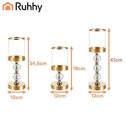 Candlestick - lantern set 3 pcs gold Ruhhy 26487