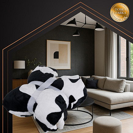 Ruhhy oversize sega-džemperis XXL, silts pleds ar kapuci, melnbalts