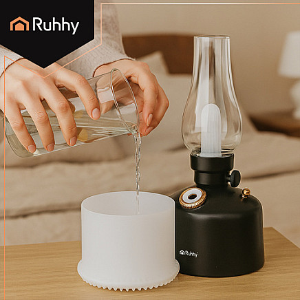 Retro gaisa mitrinātājs ar RGB naktslampiņu Ruhhy Aive 26454, melns