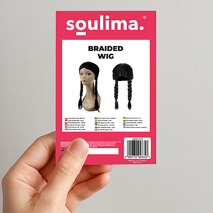 Garā sieviešu parūka ar bizēm Soulima 26861, melna