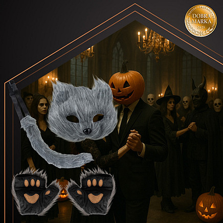 4-piece cat/fox costume, gray, Ruhhy 26247