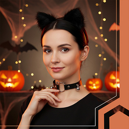 3-piece cat/fox costume, black, Ruhhy 26587