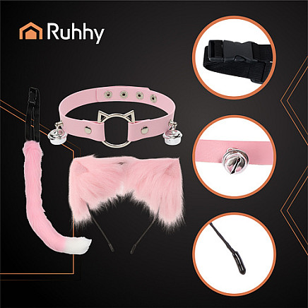 RUHHY sieviešu kaķa kostīms rozā 3-in-1