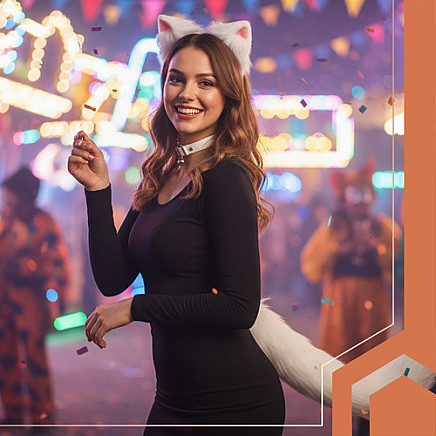 3-piece cat/fox costume, white, Ruhhy 26584