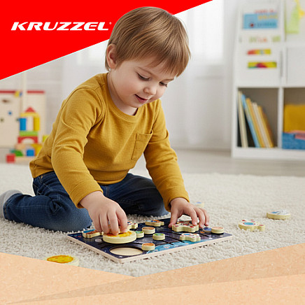 Attīstošā koka puzle Saules sistēma labirints bērniem Kruzzel 26696