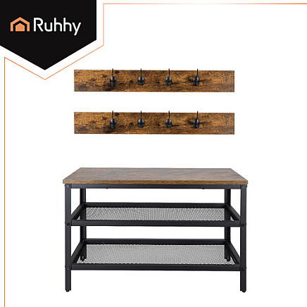 Apavu plaukts ar drēbju pakaramo un solu Ruhhy 27037, 73 cm