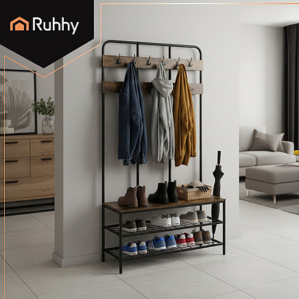Stāvošais drēbju pakaramais ar soliņu Ruhhy 27036, 182 cm
