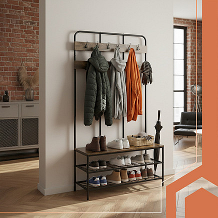 Stāvošais drēbju pakaramais ar soliņu Ruhhy 27036, 182 cm