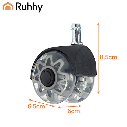 Gray swivel chair wheels, 5 pcs. Ruhhy 25280