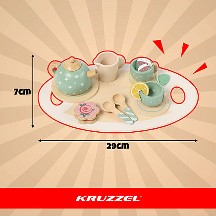 Koka tējas servīze bērniem Kruzzel 26393, zaļa