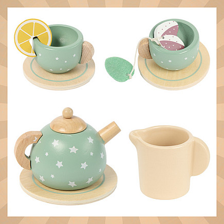 Koka tējas servīze bērniem Kruzzel 26393, zaļa