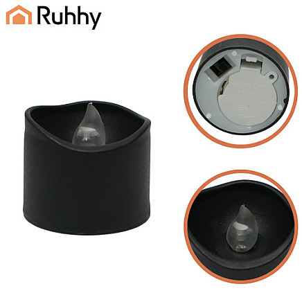 LED sveces Ruhhy 26128, 12 gab. komplekts, 3,6 cm, melnas