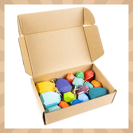 Koka balansēšanas akmeņi Kruzzel 26323, 16 gab. attīstoša rotaļlieta bērniem