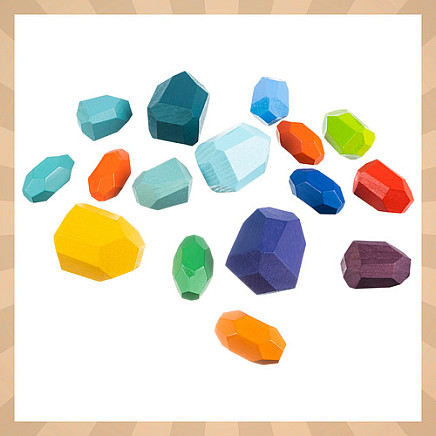 Koka balansēšanas akmeņi Kruzzel 26323, 16 gab. attīstoša rotaļlieta bērniem