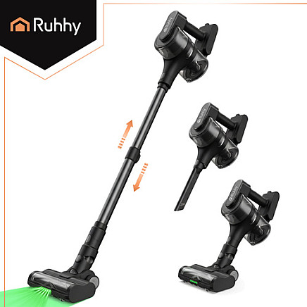 Bezvadu putekļsūcējs Ruhhy LunPro 26708, jaudīgs 400W motors un LED gaisma
