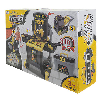 Rotaļu darbnīca bērniem 3in1 Iso Trade, instrumentu komplekts 59 el. 26631