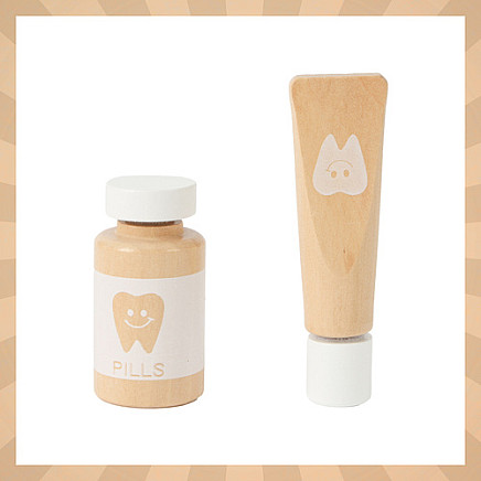 Ārsta un zobārsta komplekts bērniem Kruzzel 26421, 24 koka elementi somā