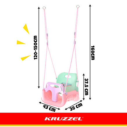 Kruzzel 3-in-1 pastel childrens swing - 5900779962750 Kruzzel 3-in-1 pastel childrens swing